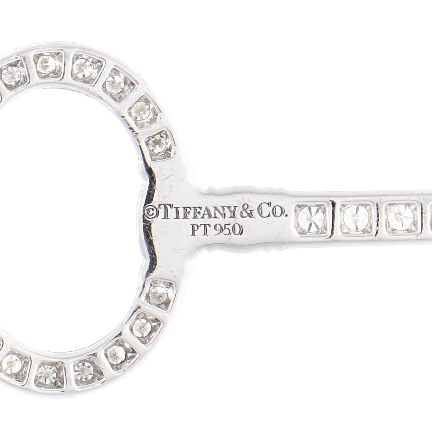 Tiffany Platinum Diamond Oval Key Pendant Necklace 4 of 4