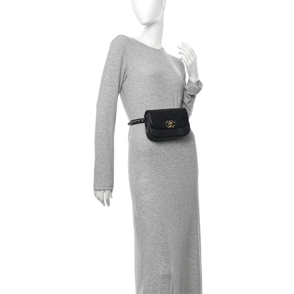 Chanel Lambskin Quilted Chain Infinity Waist Belt Bag Black 2 of 10