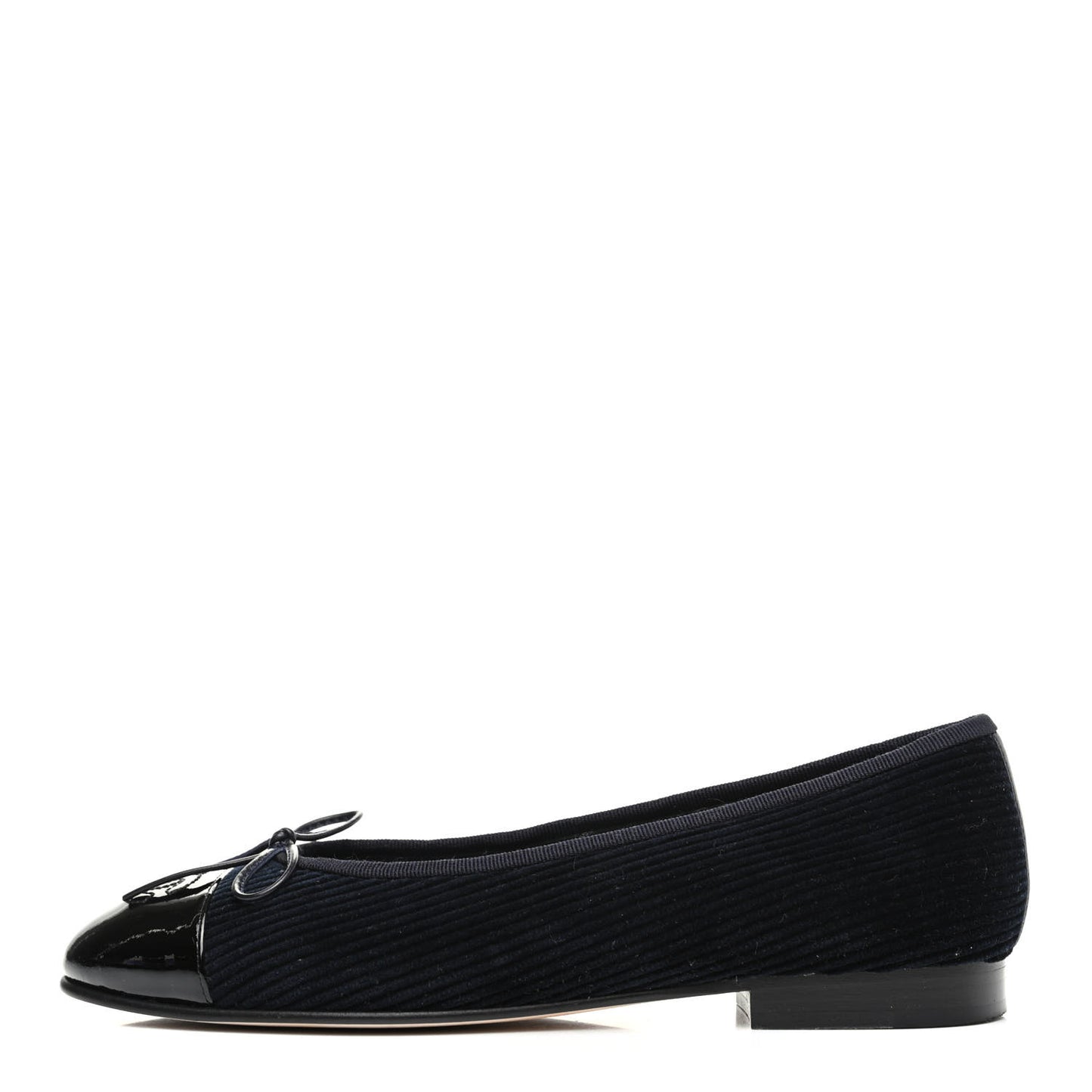 Corduroy Patent Cap Toe CC Ballerina Flats 36.5 Navy Black