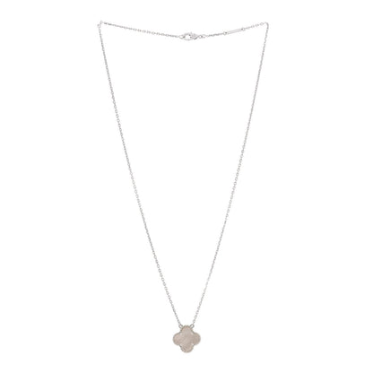 Van Cleef & Arpels 18K White Gold Mother of Pearl Vintage Alhambra Pendant Necklace 3 of 7
