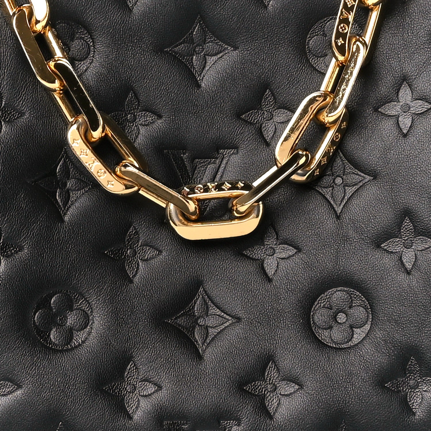 Louis Vuitton Lambskin Embossed Monogram Coussin PM Black 9 of 13