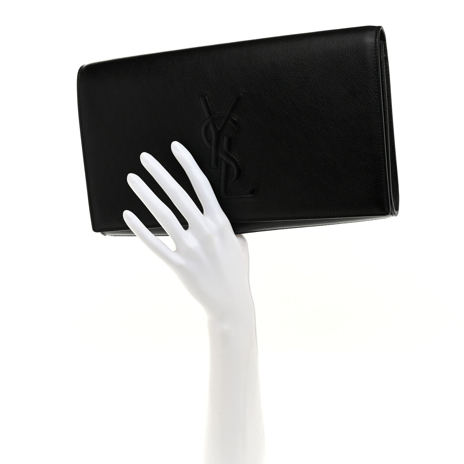 Saint Laurent Goatskin Monogram Large Belle De Jour Clutch Black 2 of 7