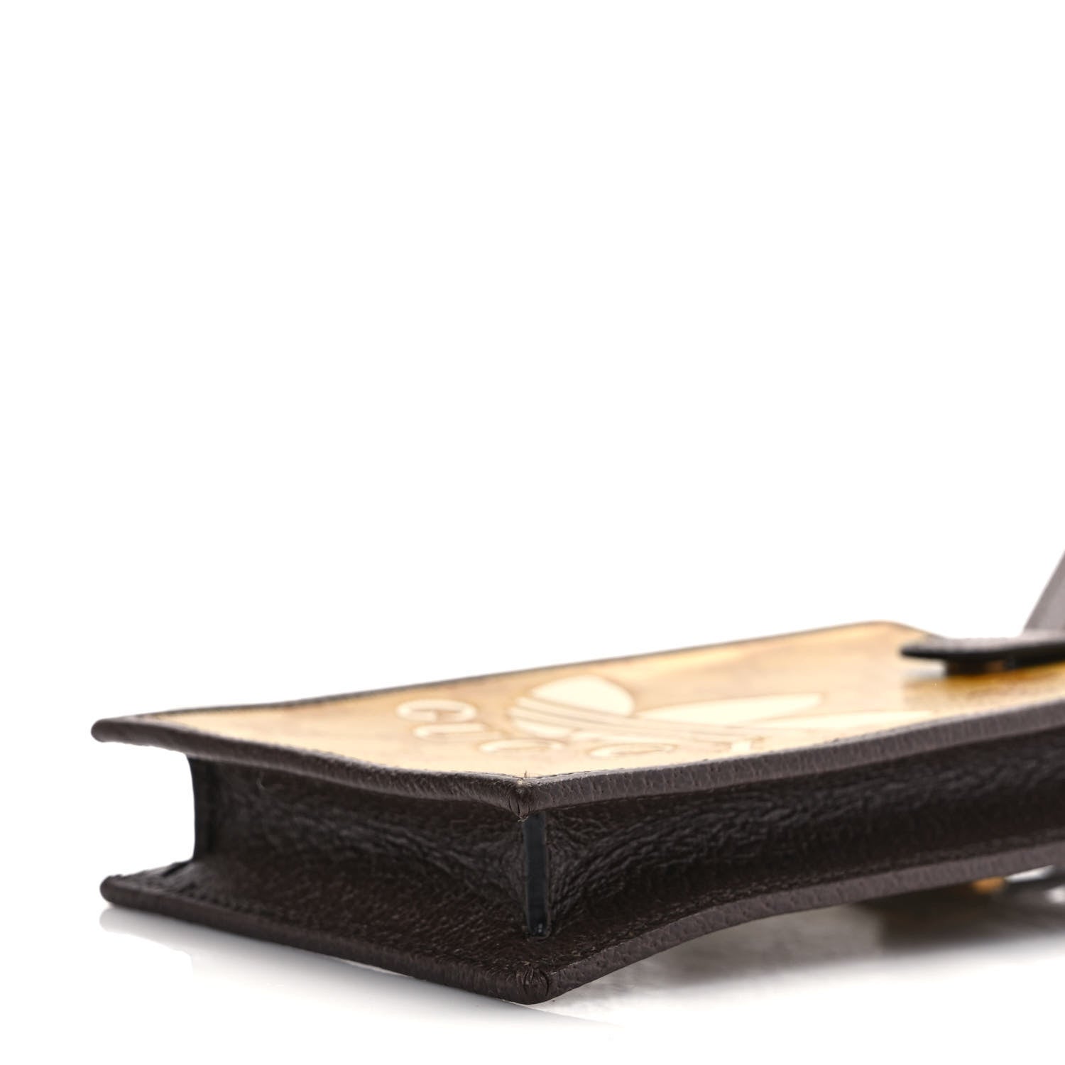 Gucci X ADIDAS Crystal Vintage Monogram Textured Dollar Calfskin Trefoil Logo Phone Crossbody Bag Mid Natural Nut Off White New Acero 8 of 8