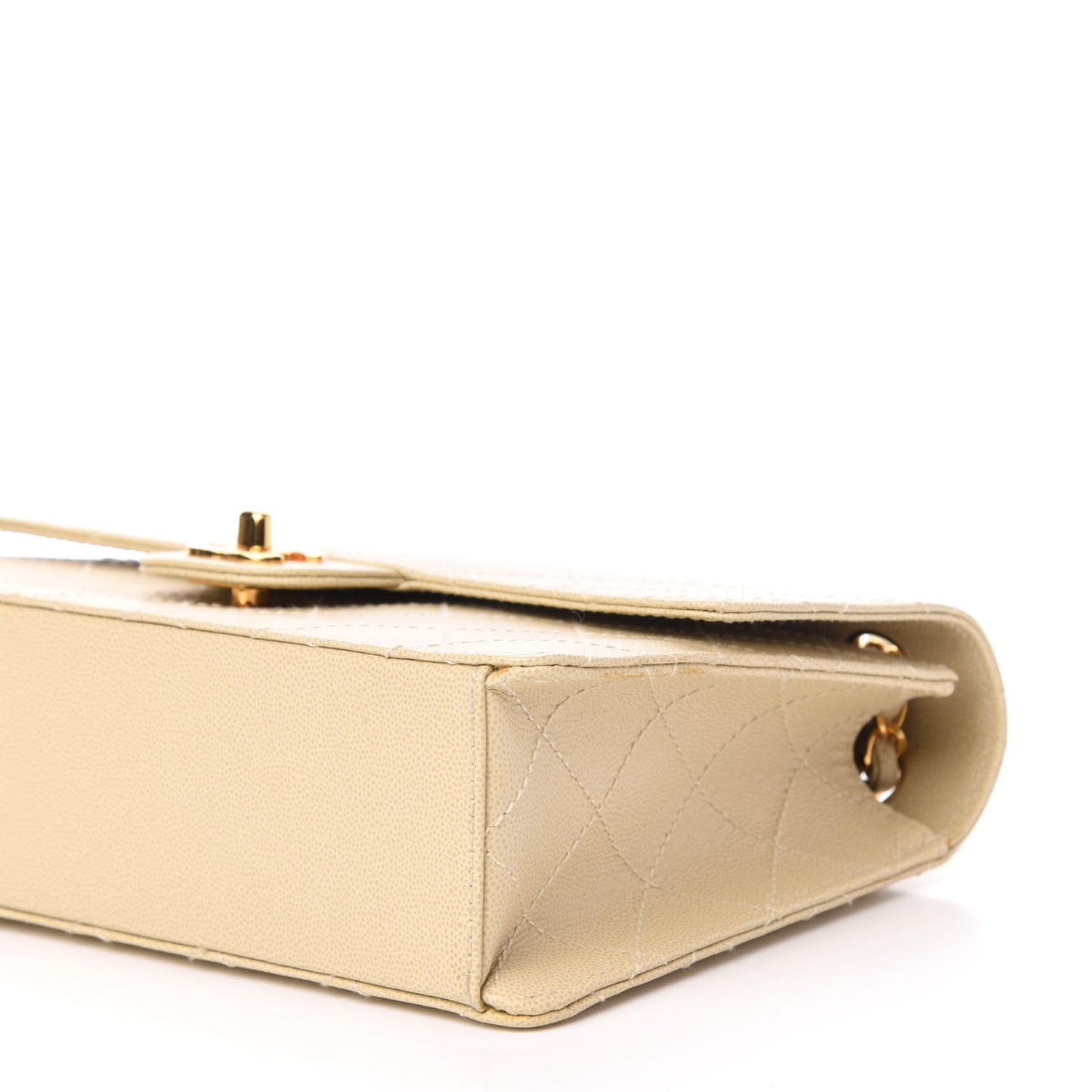 Caviar Stitch Medium Single Flap Beige Clair