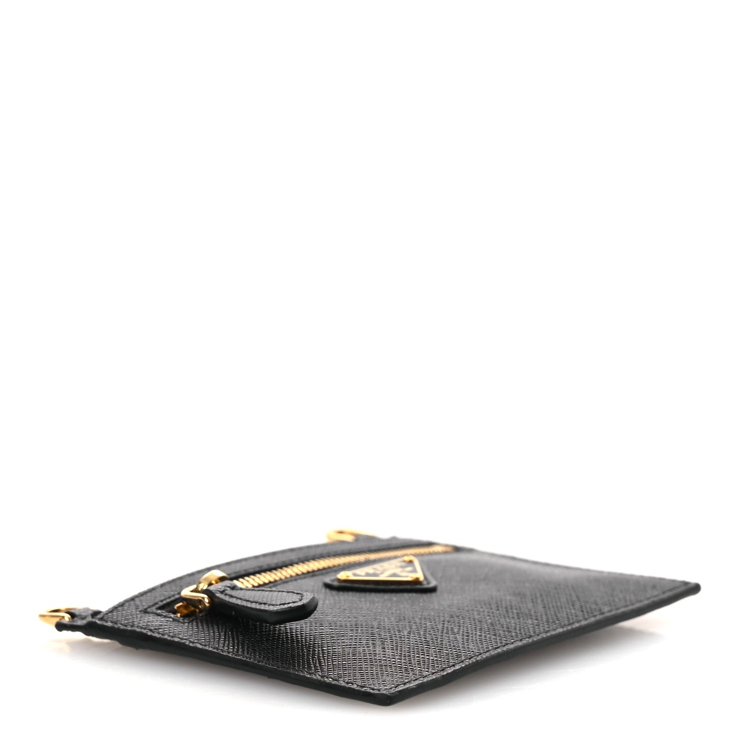 Prada Saffiano Triangle Logo Card Holder On Strap Black 3 of 9
