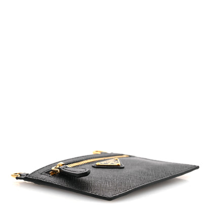 Prada Saffiano Triangle Logo Card Holder On Strap Black 3 of 9