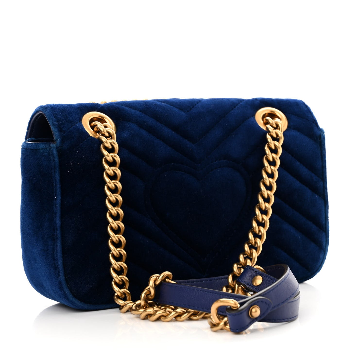 Velvet Matelasse Mini GG Marmont Shoulder Bag Cobalt Blue