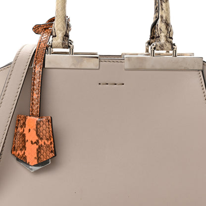 Fendi Vitello Dolce Elaphe Bi-Color Mini 3jours Tote Grigio Polvere Arancio Taupe 7 of 11