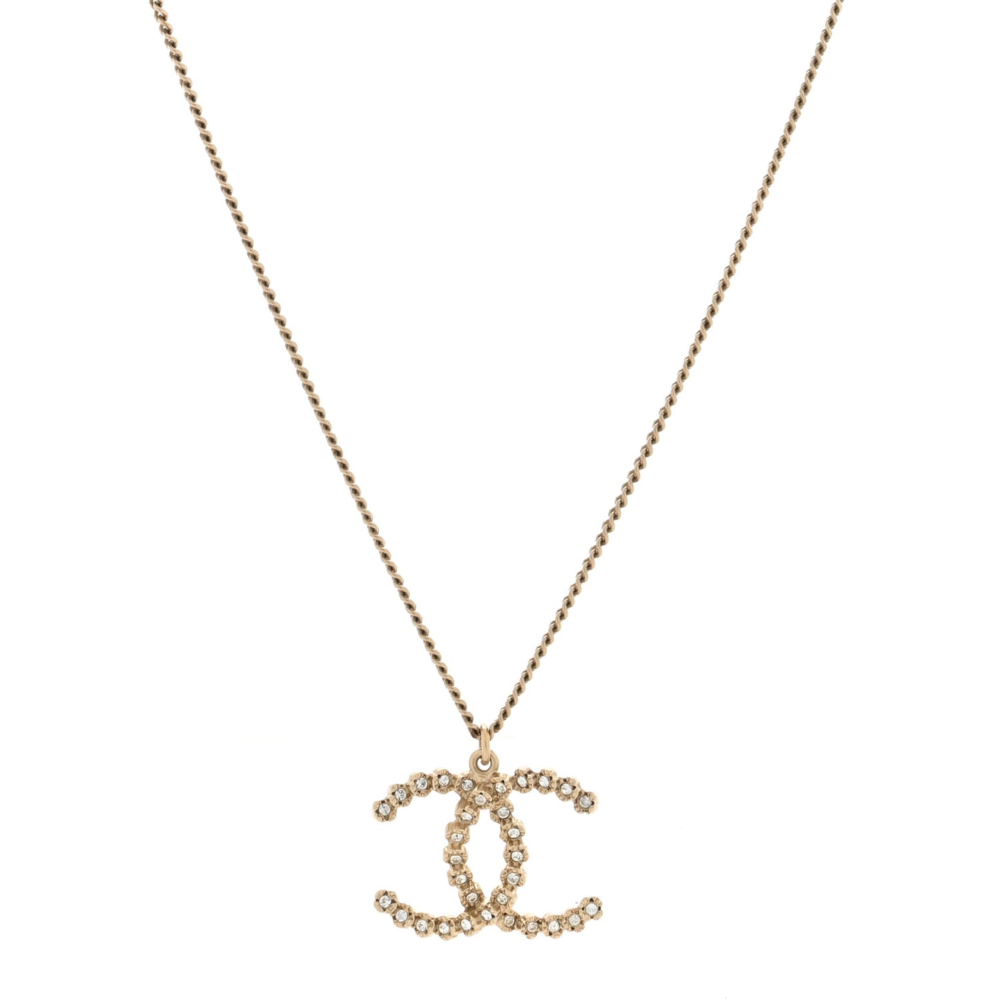 Crystal CC Pendant Necklace Gold