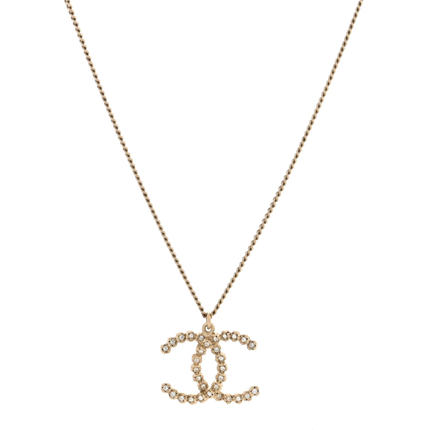 Chanel Crystal CC Pendant Necklace Gold 1 of 4