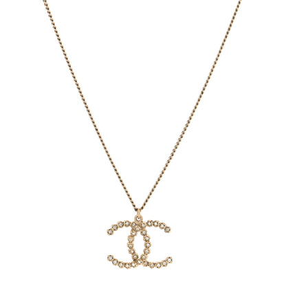 Chanel Crystal CC Pendant Necklace Gold 1 of 4