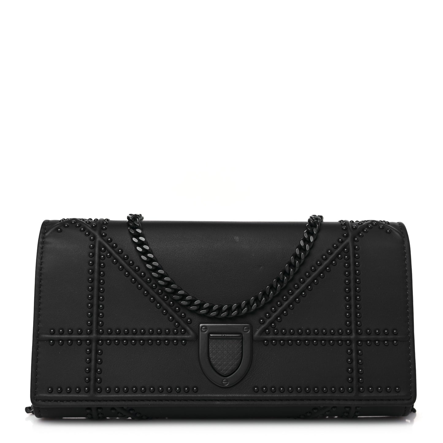 Matte Calfskin Studded Diorama Croisiere Chain Wallet Indigo