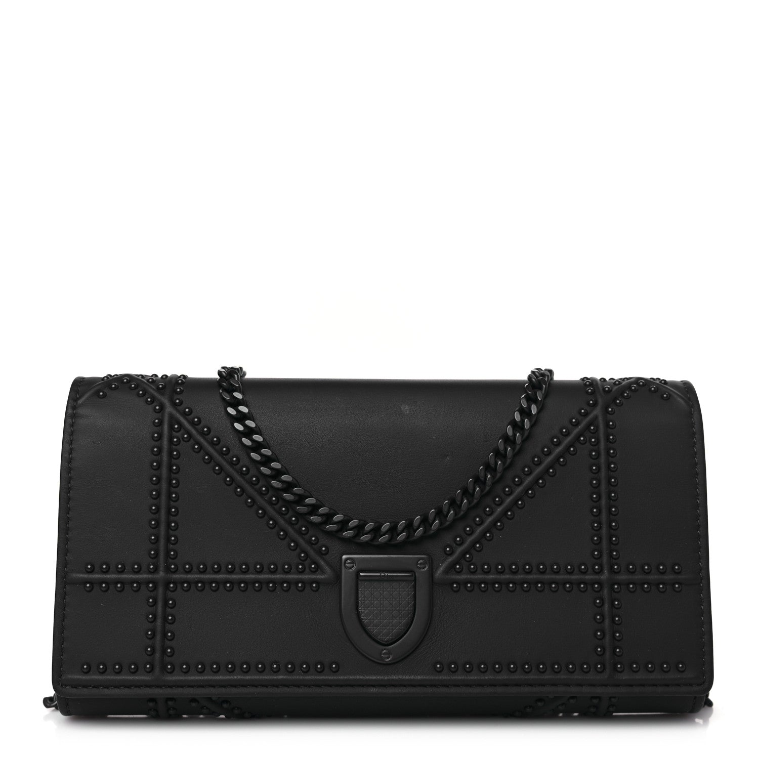 Christian Dior Matte Calfskin Studded Diorama Croisiere Chain Wallet Indigo 1 of 10