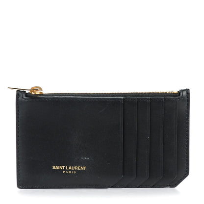 Saint Laurent Calfskin 5 Fragments Zip Pouch Card Holder Black 1 of 8