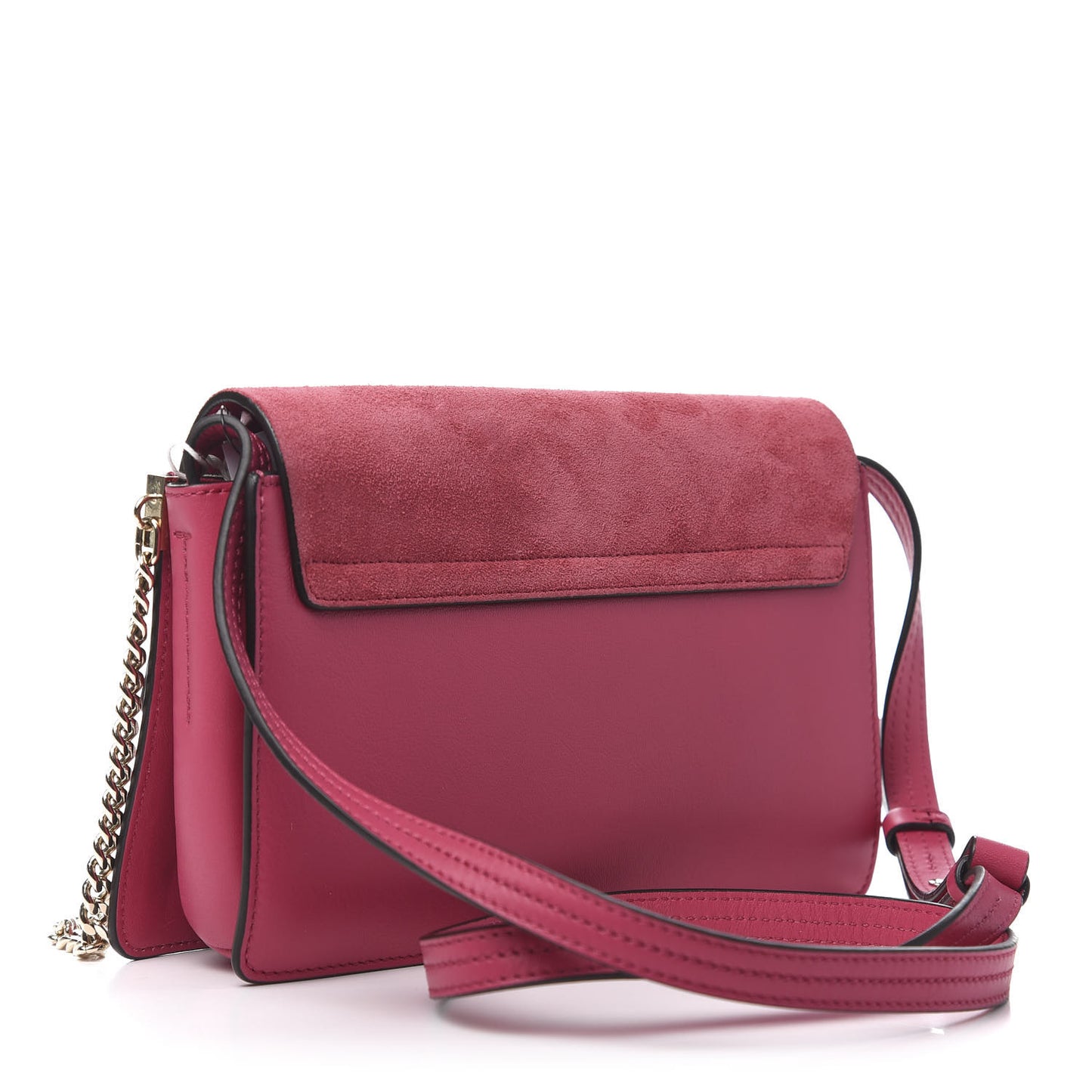 Suede Calfskin Small Faye Shoulder Bag Fuchsia Rose