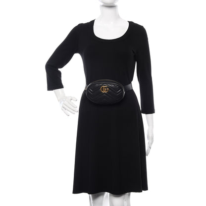 Gucci Calfskin Matelasse GG Marmont Belt Bag 95 38 Black 2 of 12