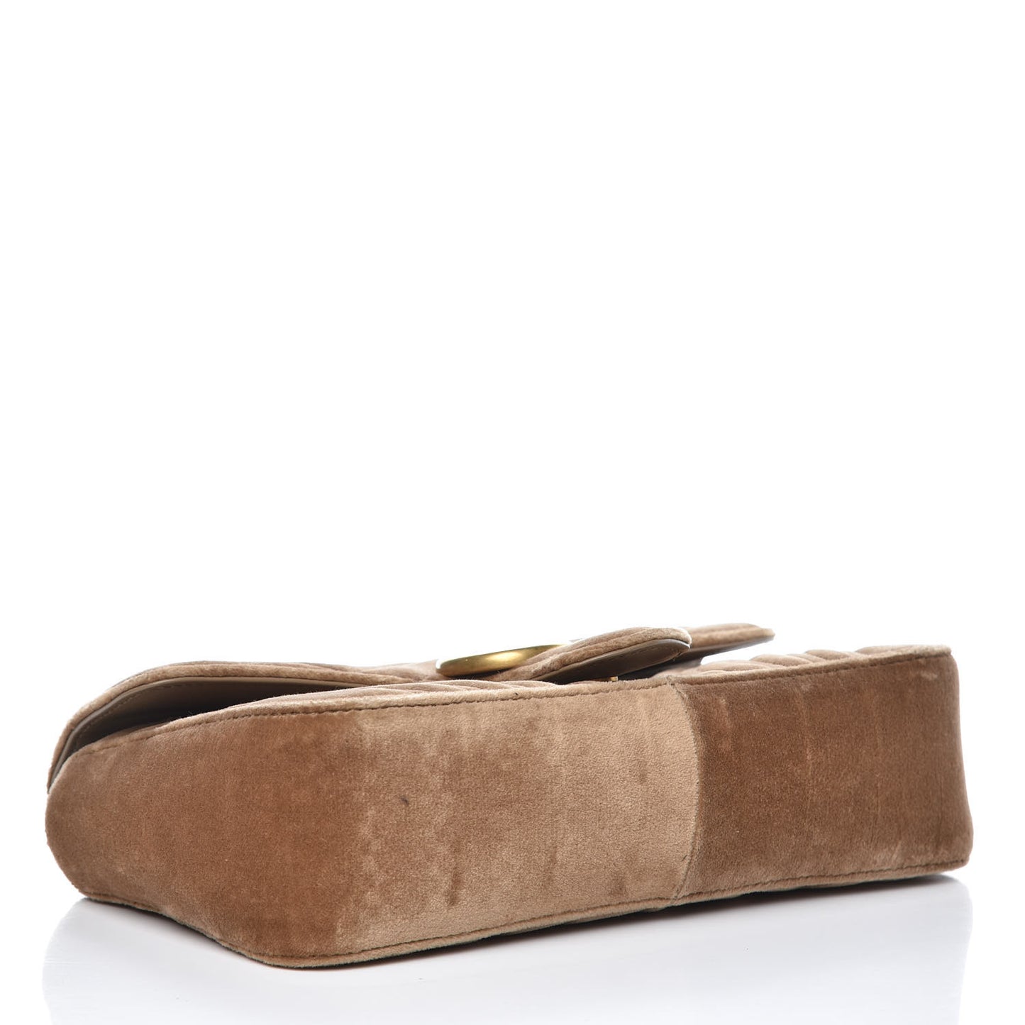 Velvet Matelasse Small GG Marmont Shoulder Bag Taupe
