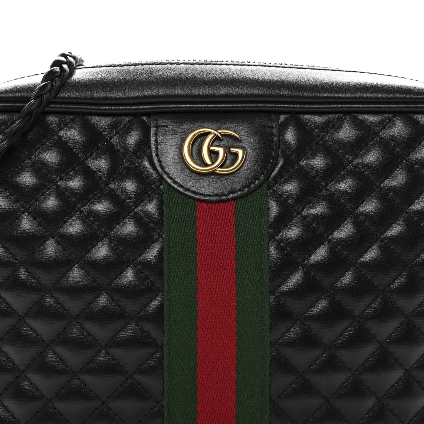 Calfskin Web Trapuntata Small GG Shoulder Bag Black