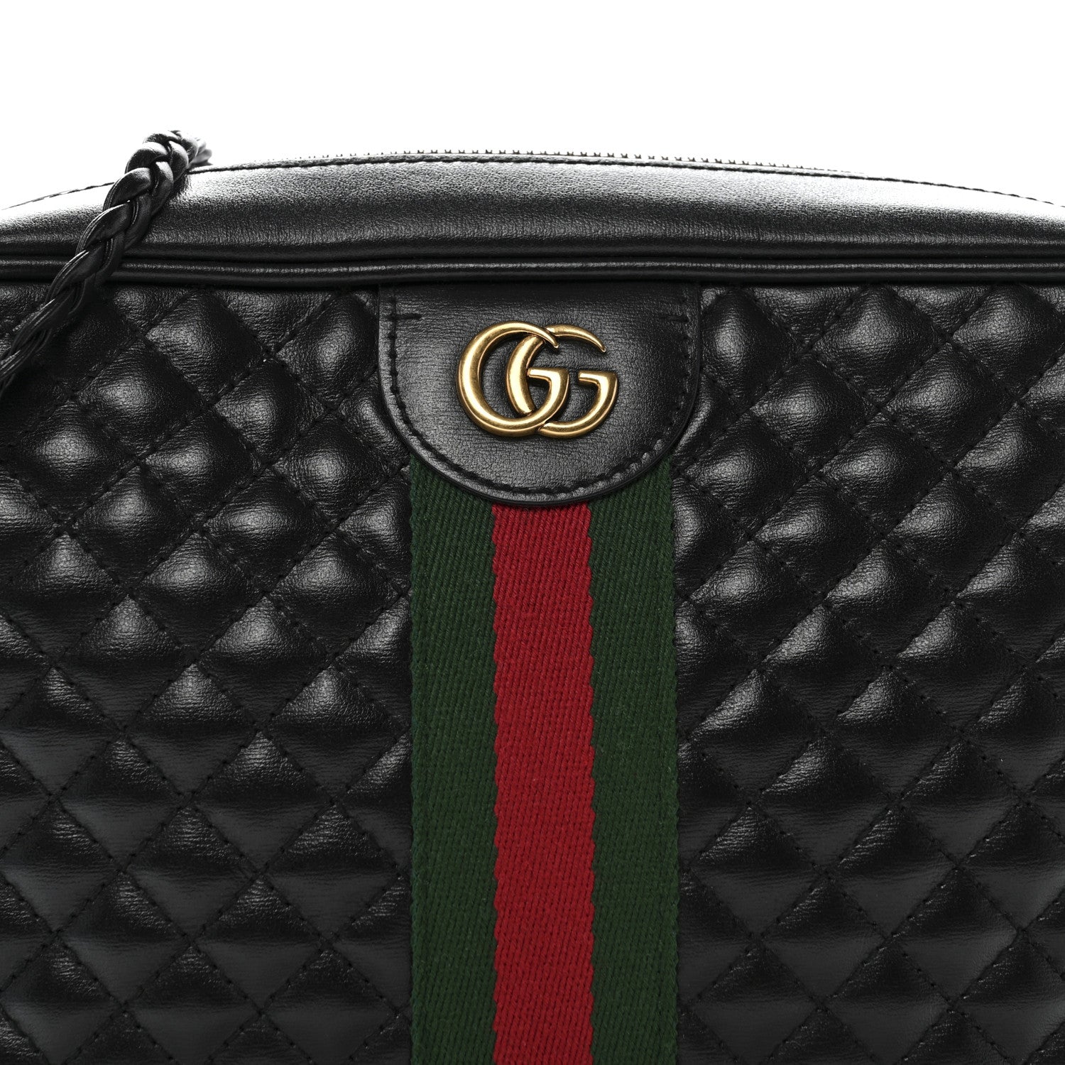 Gucci Calfskin Web Trapuntata Small GG Shoulder Bag Black 8 of 10