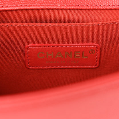 Chanel Caviar Chevron Quilted Medium Boy Flap Red 6 of 12