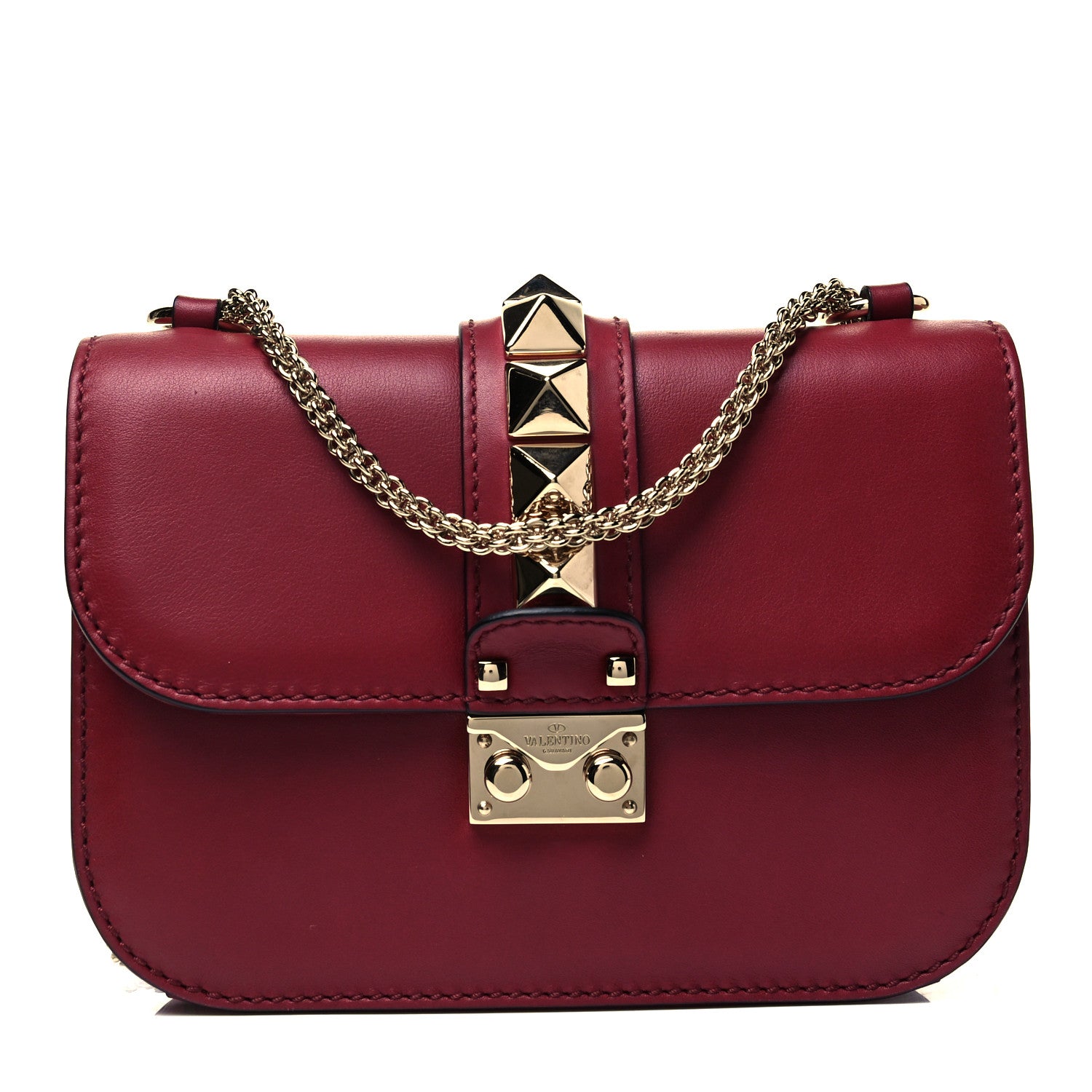 Valentino Garavani Vitello Small Glam Lock Rockstud Flap Scarlet 1 of 9