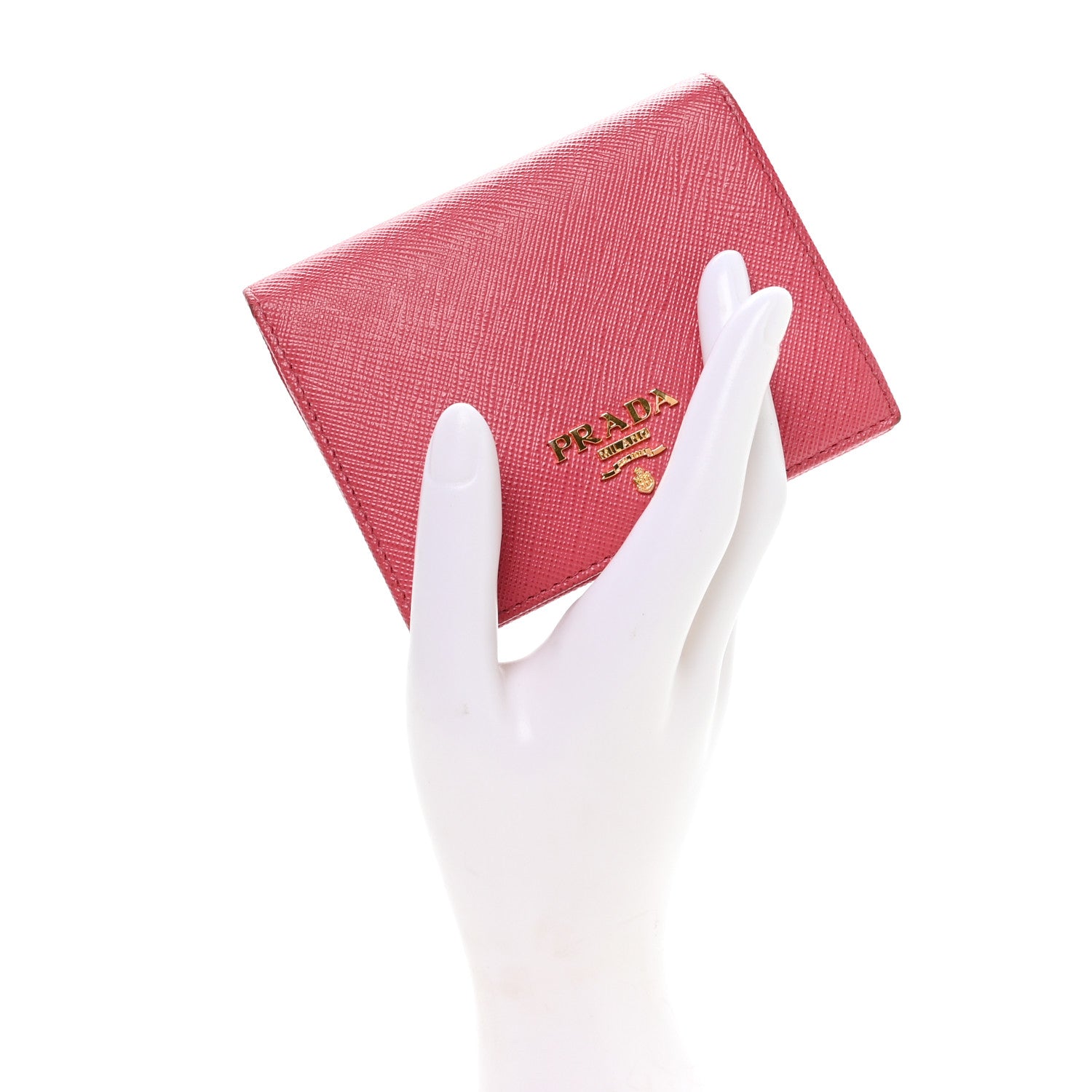 Prada Saffiano Metal Small Compact Wallet Peonia Begonia 3 of 8