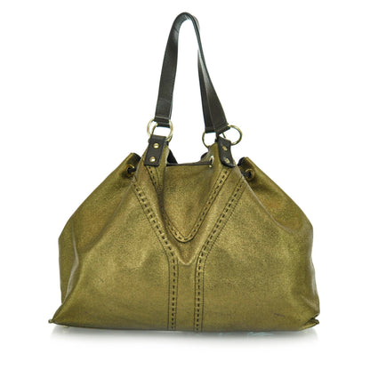 Saint Laurent Leather Reversible Double Sac Y Tote Gold Brown 4 of 17