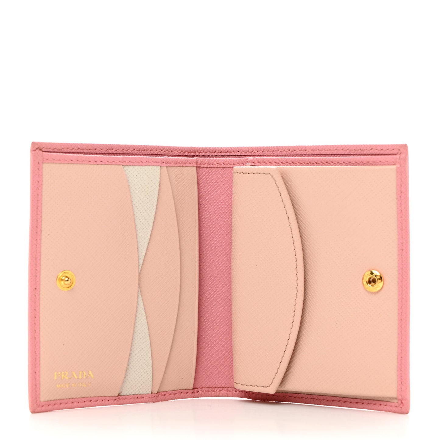 Saffiano Metal Compact Snap Bi-Fold Wallet Peonia