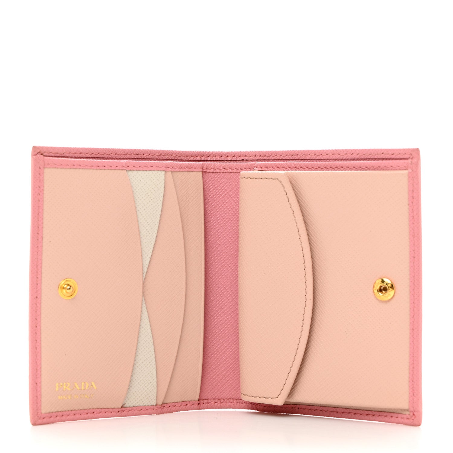 Prada Saffiano Metal Compact Snap Bi-Fold Wallet Peonia 5 of 10