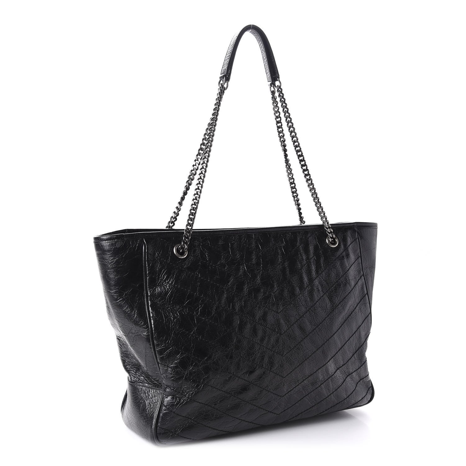 Saint Laurent Crinkled Calfskin Matelasse Monogram Large Niki Shopping Tote Bag Black 3 of 10