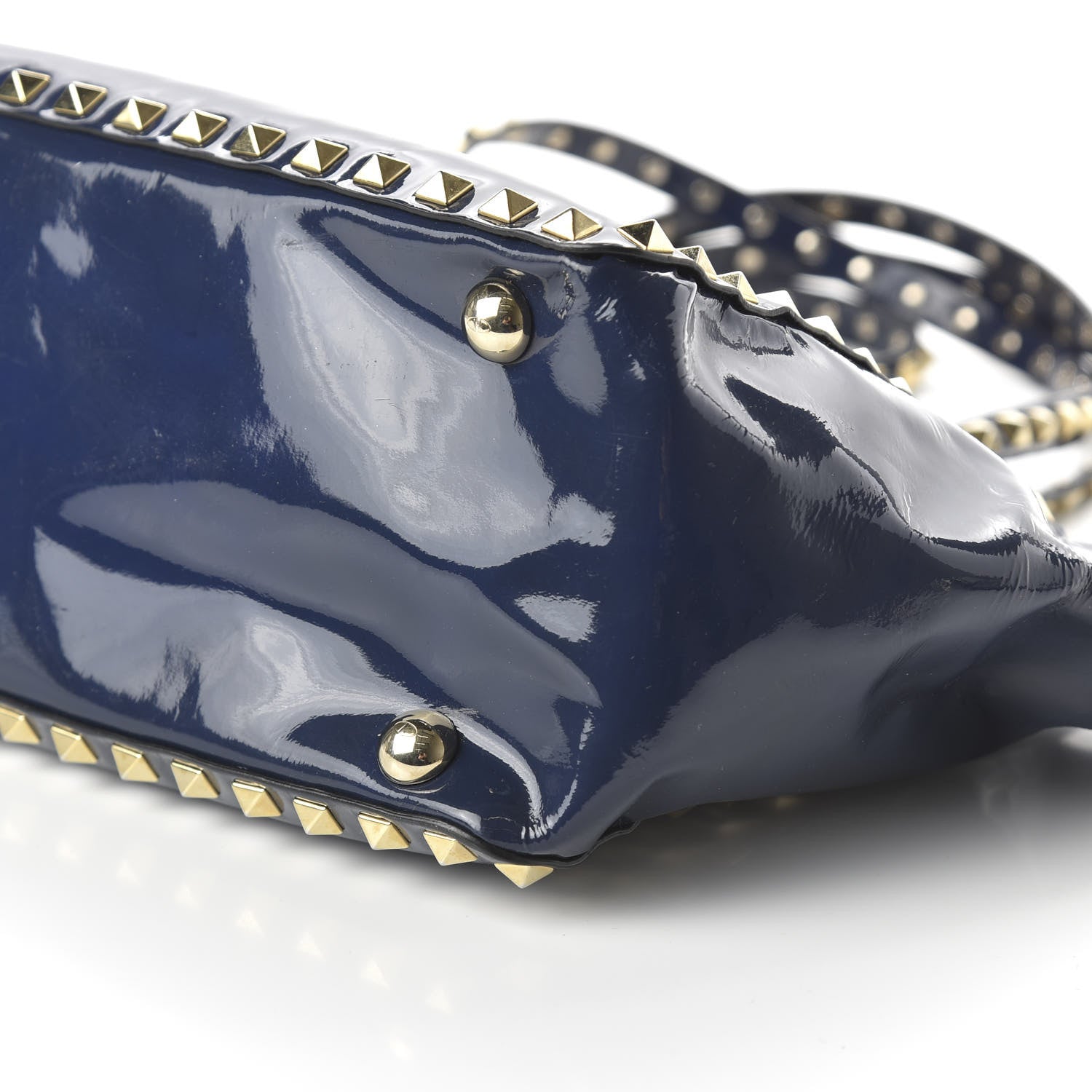 Valentino Garavani Patent Small Rockstud Tote Navy 7 of 10