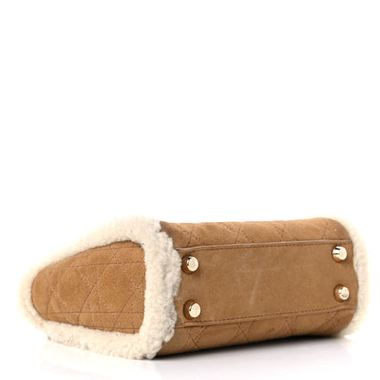 Christian Dior Suede Shearling Cannage Mini Lady Dior Camel 4 of 11