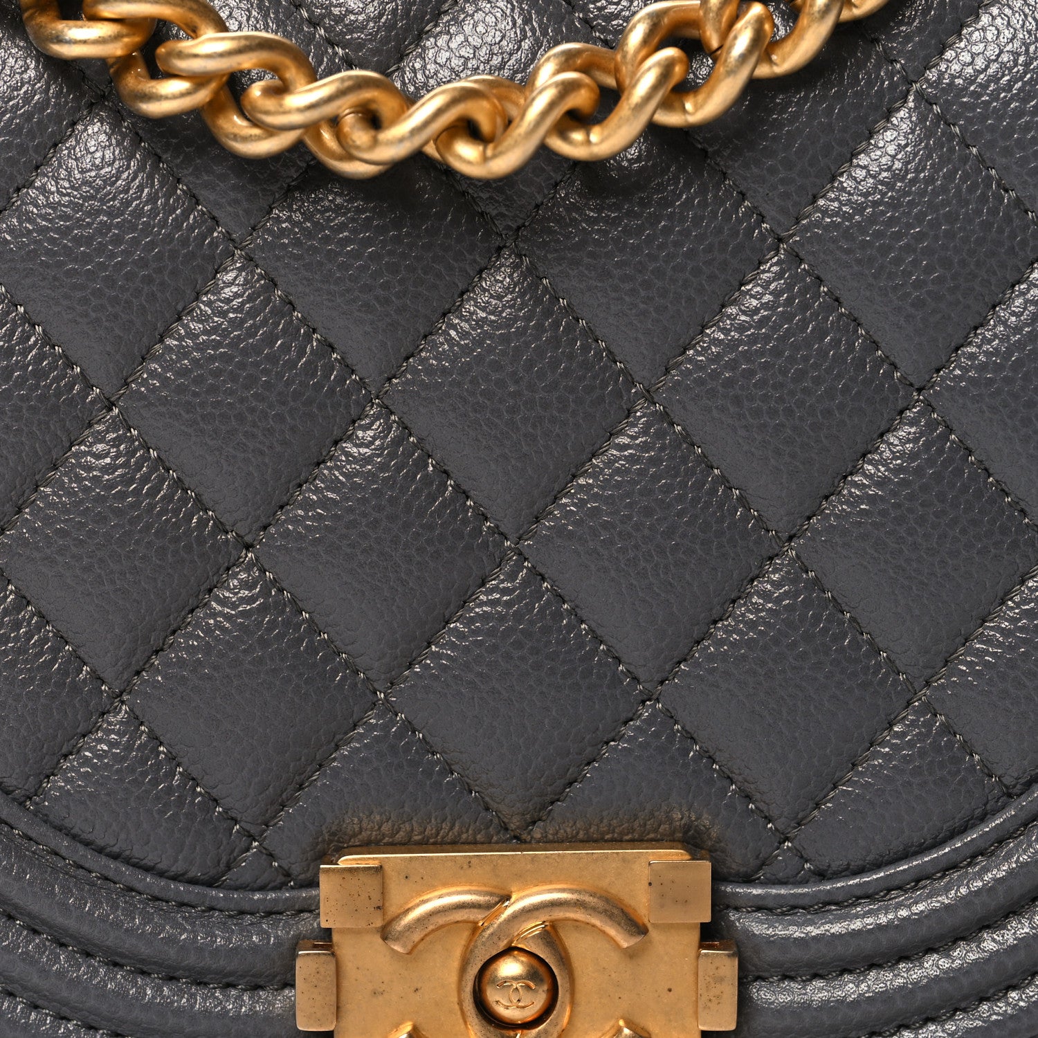 Chanel Caviar Quilted Small Boy Messenger Bag Dark Grey 8 of 10