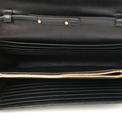 Saint Laurent Grain De Poudre Matelasse Chevron Monogram Chain Wallet Black 5 of 15