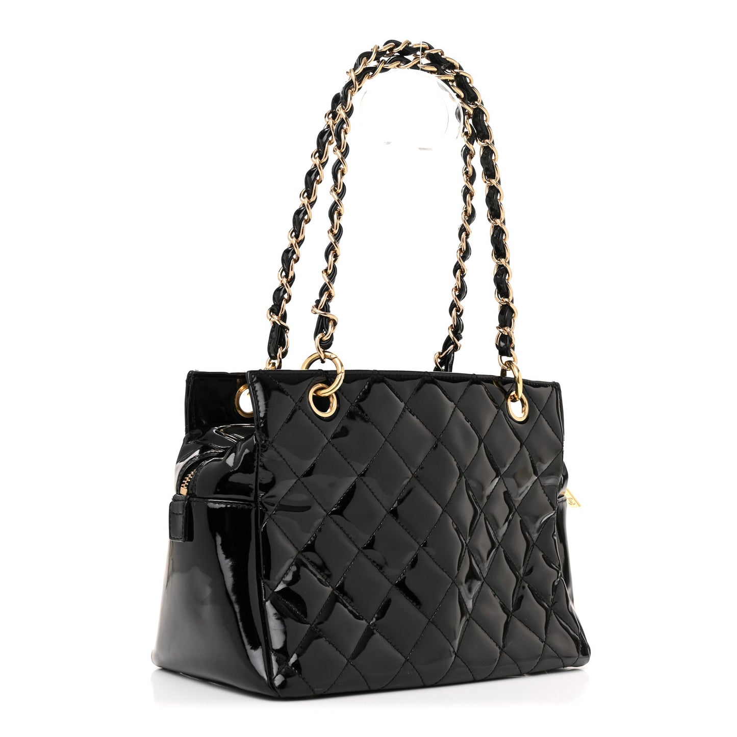 Patent Quilted Petit Timeless Tote PTT Black