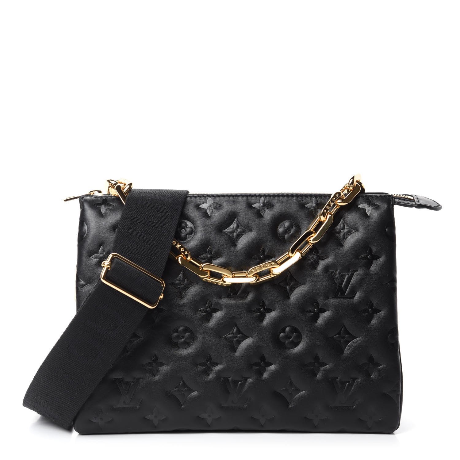 Louis Vuitton Lambskin Embossed Monogram Coussin PM Black 1 of 12