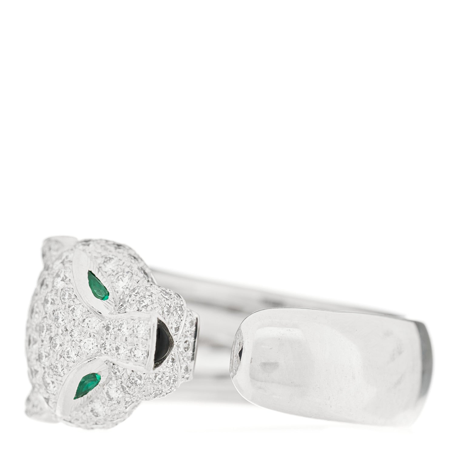 Cartier 18K White Gold Diamond Black Onyx Emerald Panthere De Cartier Ring 50 5.25 2 of 10