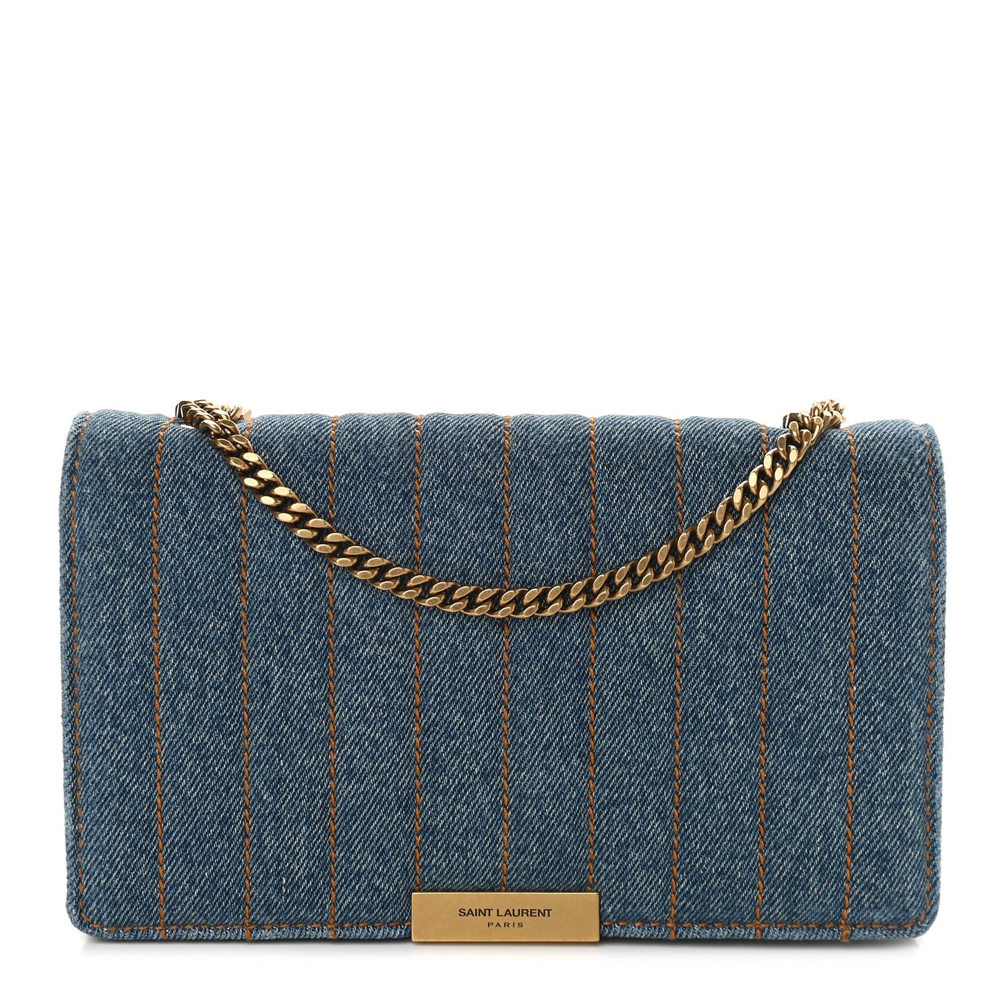 Denim Matelasse Amalia Chain Shoulder Bag Blue