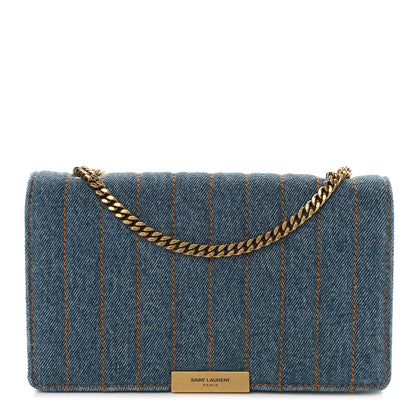 Saint Laurent Denim Matelasse Amalia Chain Shoulder Bag Blue 1 of 8