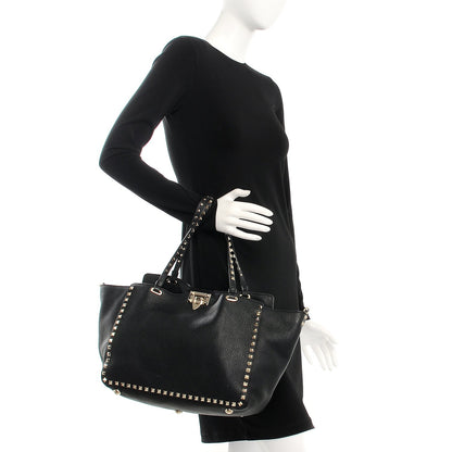 Valentino Garavani Vitello Medium Rockstud Tote Black 3 of 10