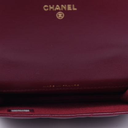 Chanel Lambskin Quilted Top Handle Flap Coin Purse With Chain Burgundy 4 of 4