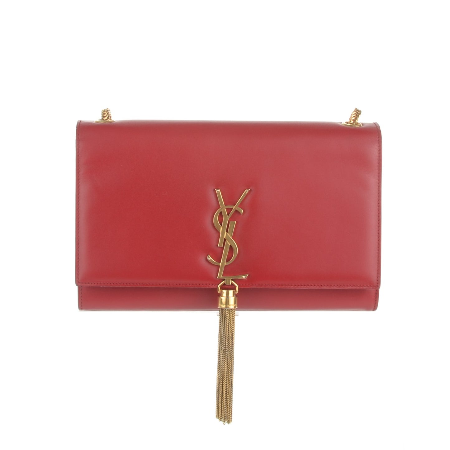 Smooth Calfskin Medium Classic Monogram Kate Tassel Satchel Red