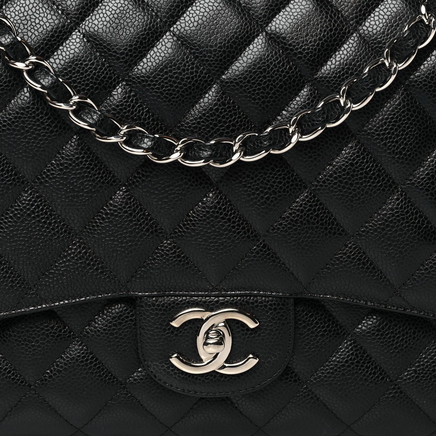 Caviar Quilted Maxi Double Flap Black