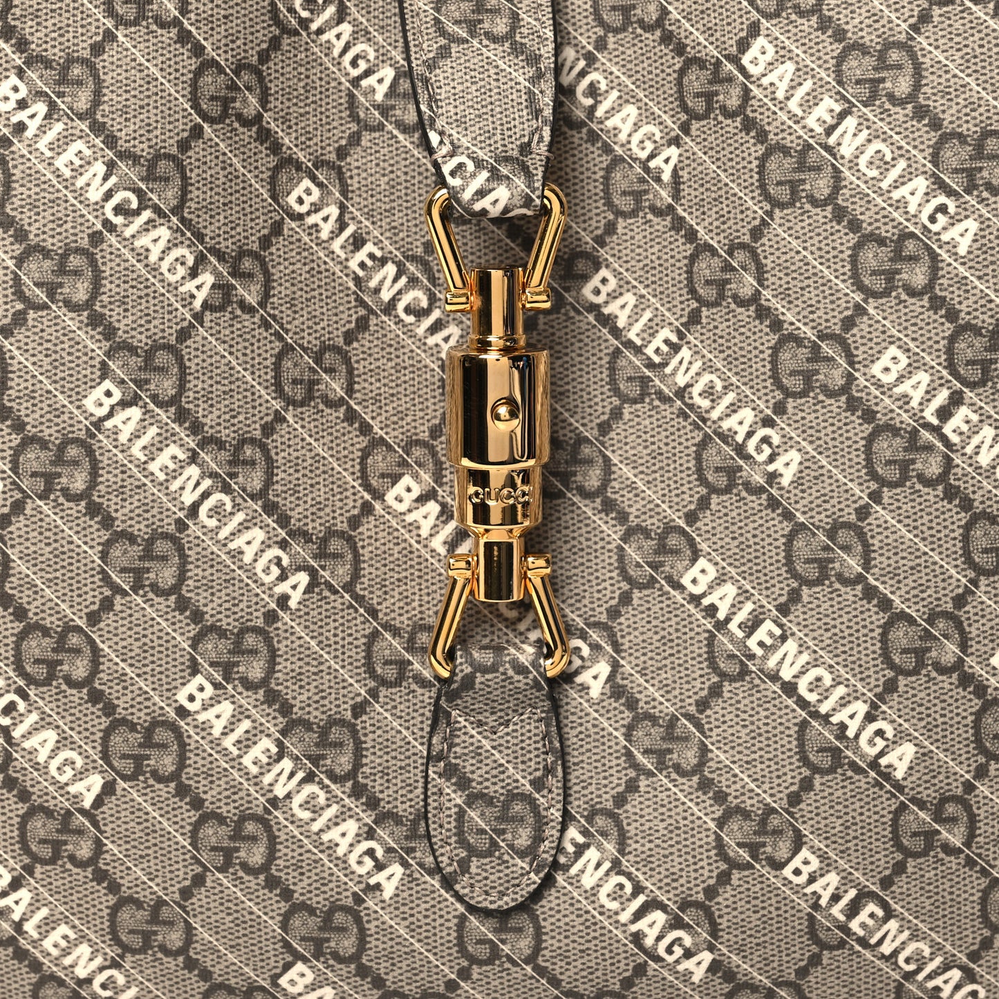 X BALENCIAGA GG Supreme Monogram Logo Print Medium Jackie 1961 Hobo Beige Ebony