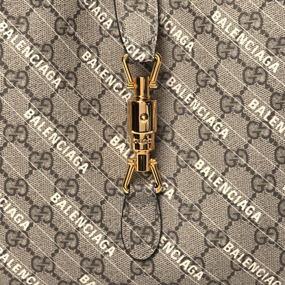 Gucci X BALENCIAGA GG Supreme Monogram Logo Print Medium Jackie 1961 Hobo Beige Ebony 8 of 10