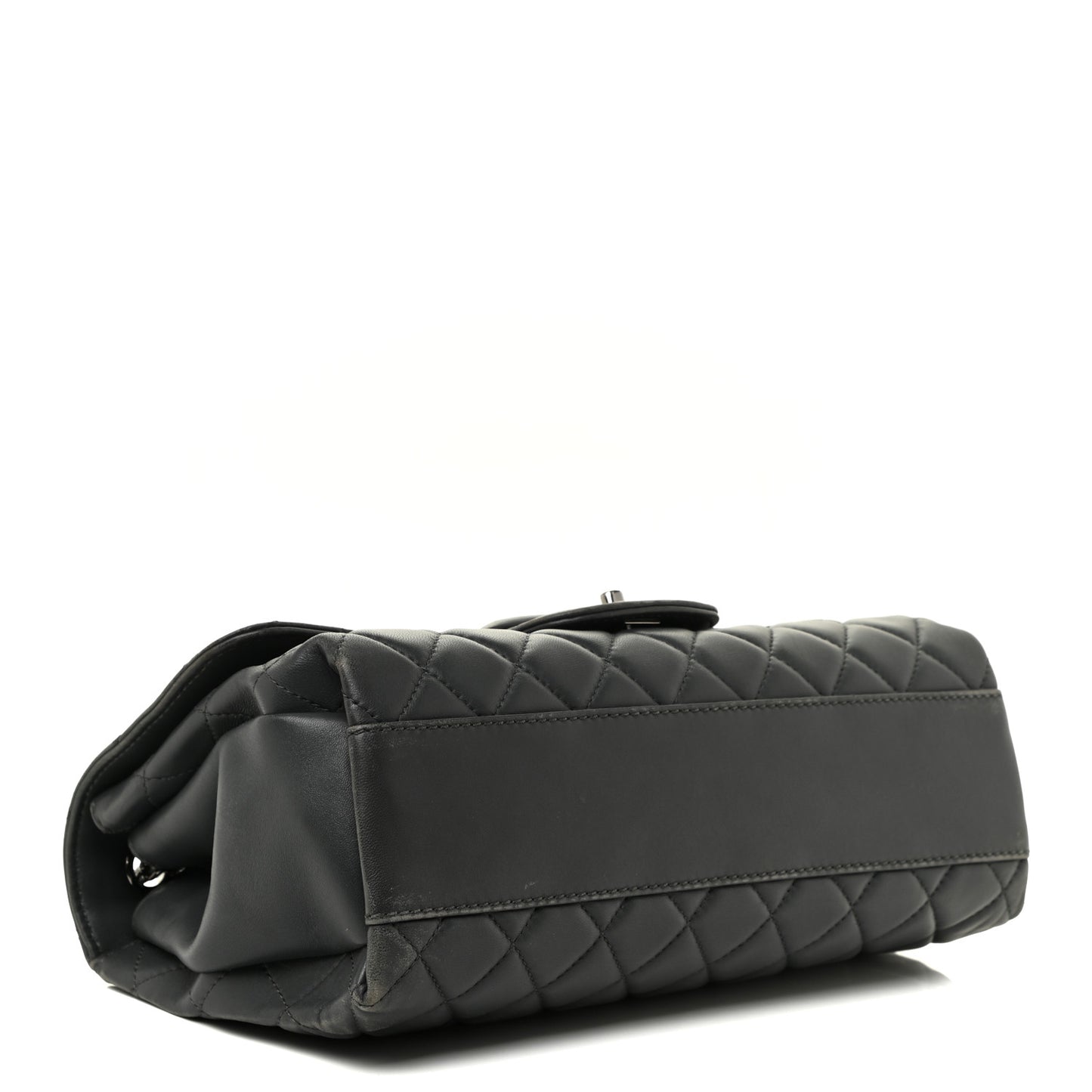 Lambskin Quilted Jumbo Coco Loop Flap Charcoal Grey