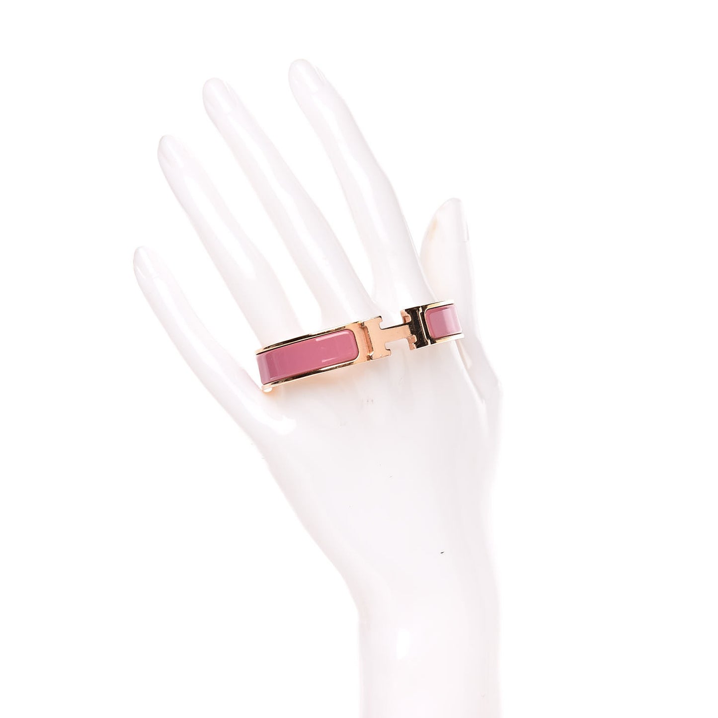 Enamel Narrow Clic Clac H Bracelet PM Rose Velours