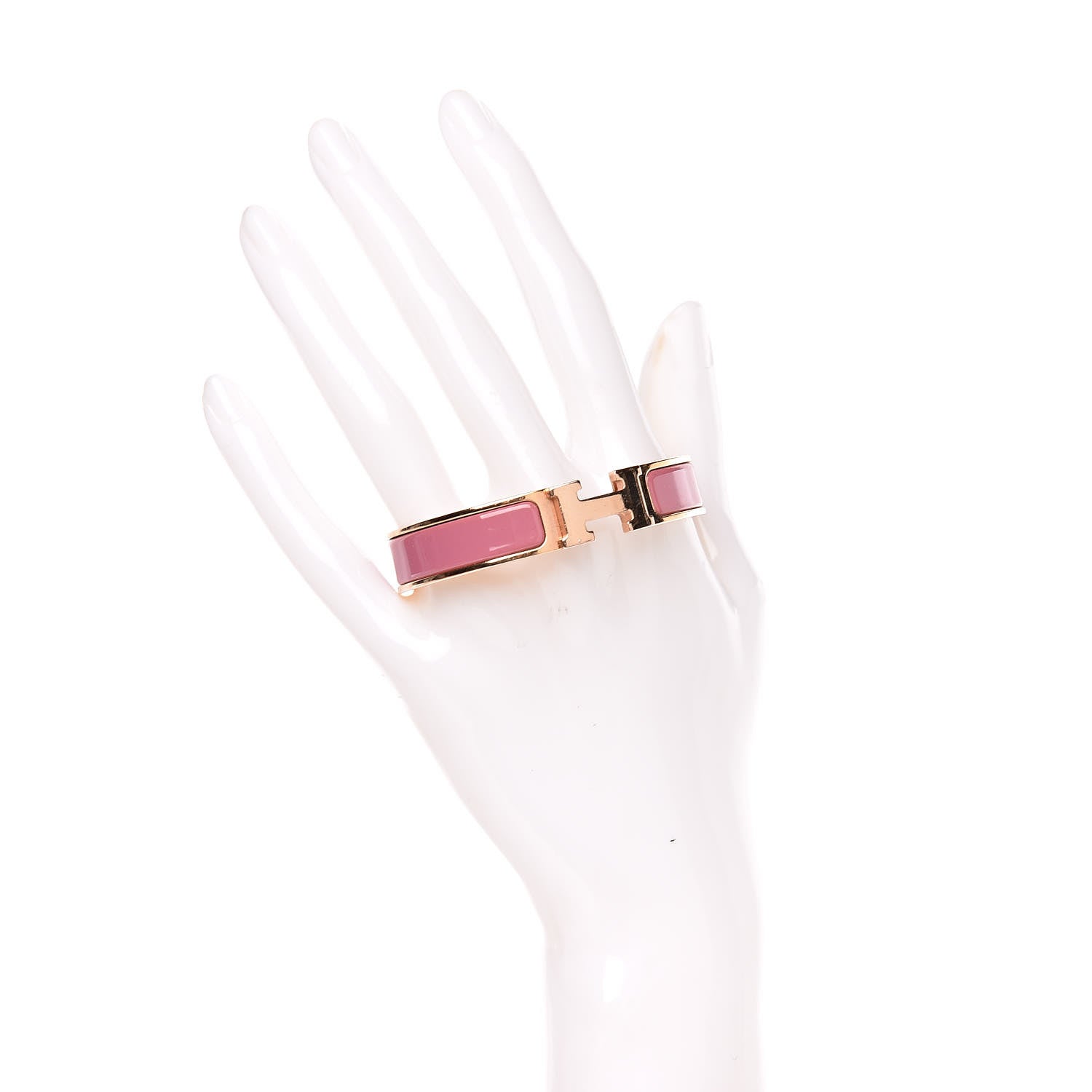 Hermes Enamel Narrow Clic Clac H Bracelet PM Rose Velours 2 of 6