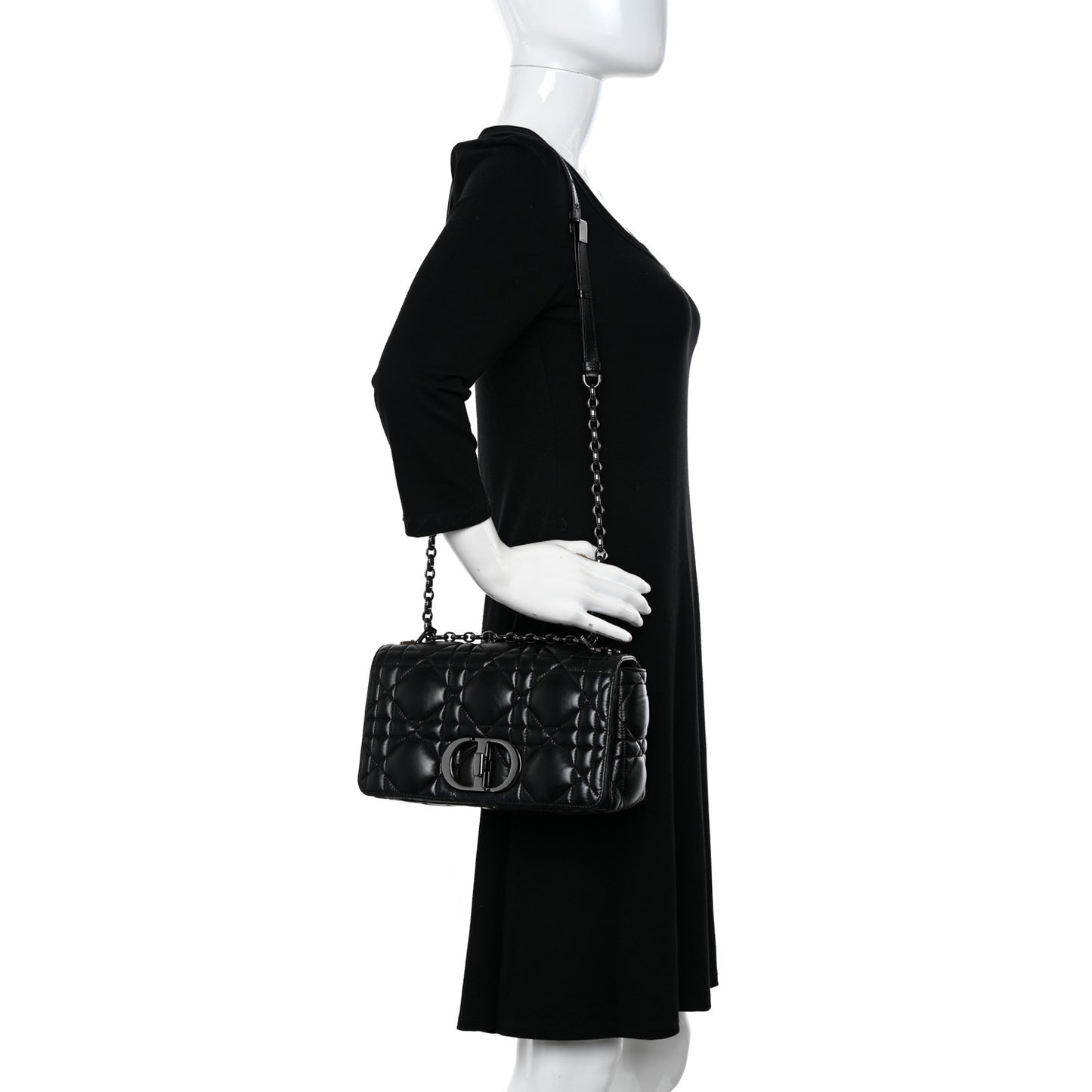 Calfskin Macrocannage Medium Caro Bag Black