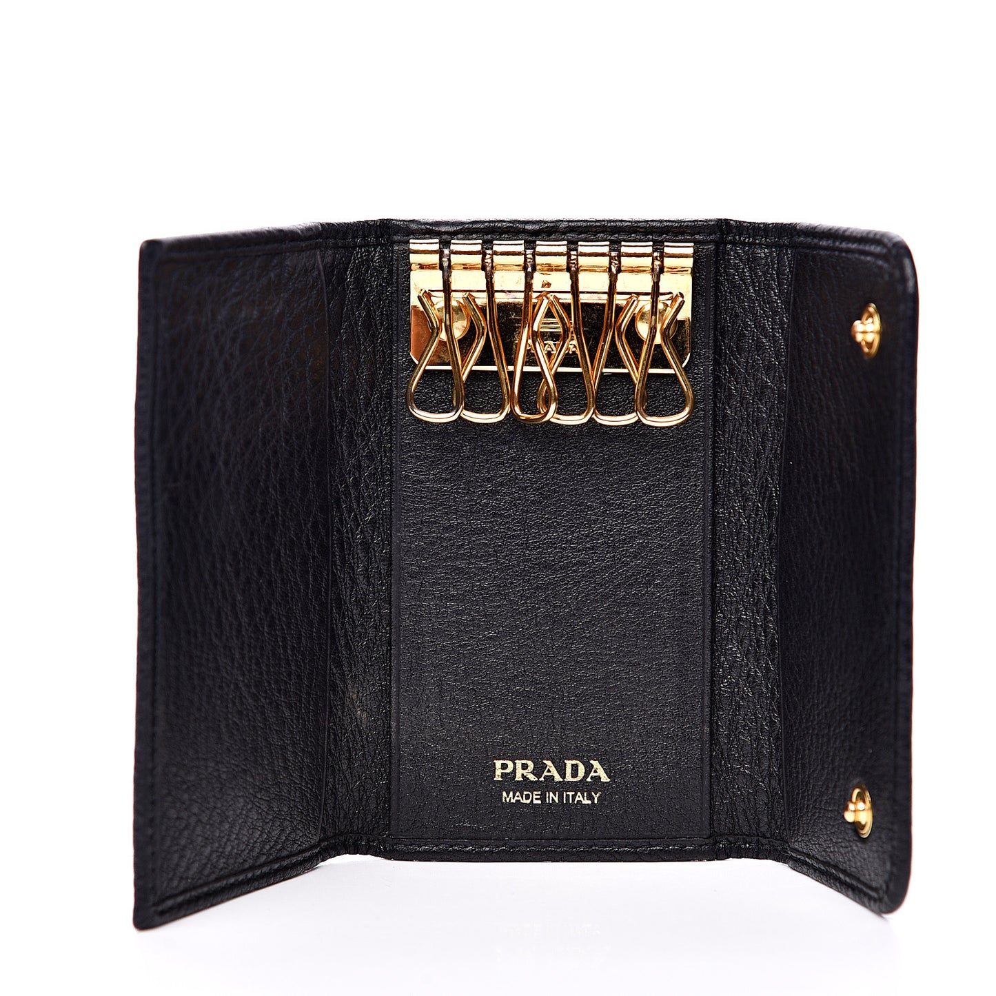 Vitello Grain 6 Key Holder Black